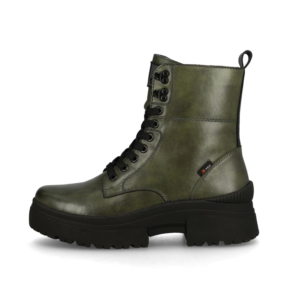 Rieker Schuhe | EVOLUTION Damen Schnurstiefel army-green black