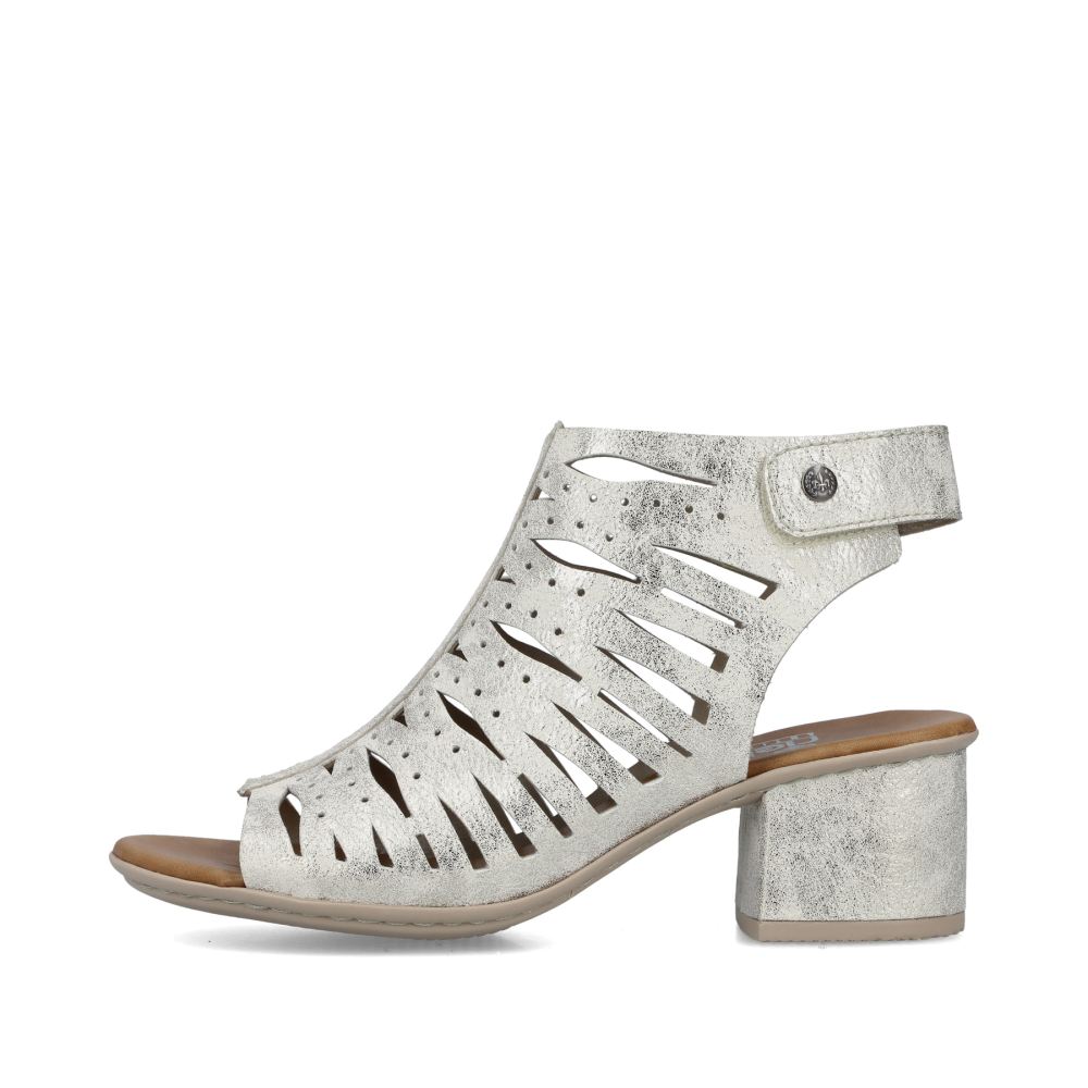 Rieker Schuhe | Damen Riemchensandaletten silber-metallic