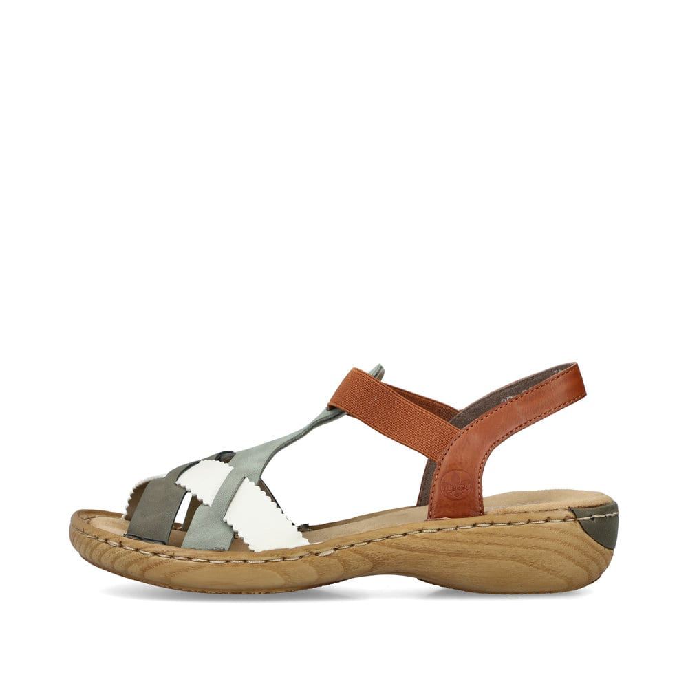 Rieker Schuhe | Damen Riemchensandalen mintgrun-nussbraun-edelweiss